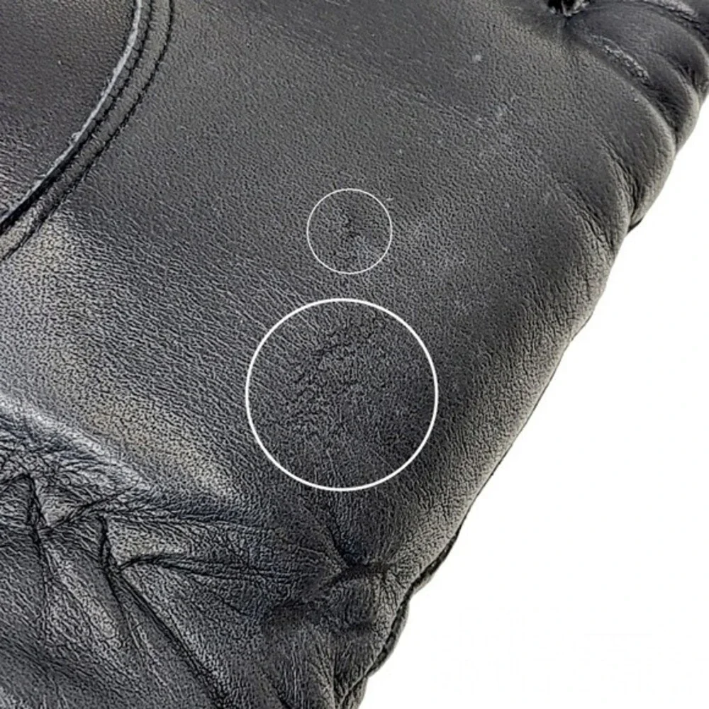 Black Leather Knit Winter Womens Gloves Small